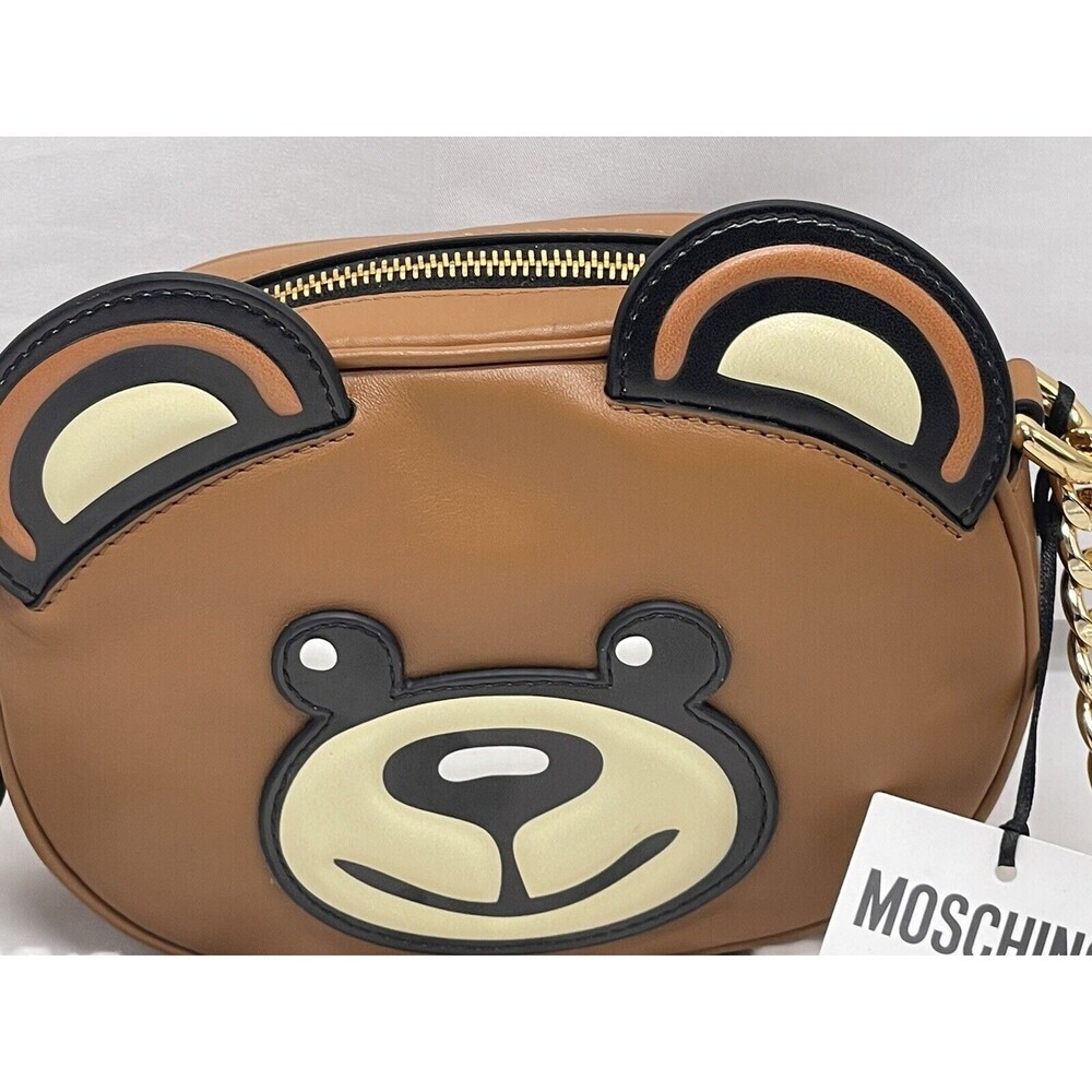 Moschino Teddy Bear Face Leather Shoulder Bag New - Picture 5 of 16